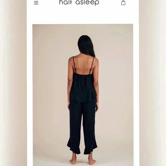 Half asleep Cami Ruffle Pant In Black Night - Picture 3 of 6